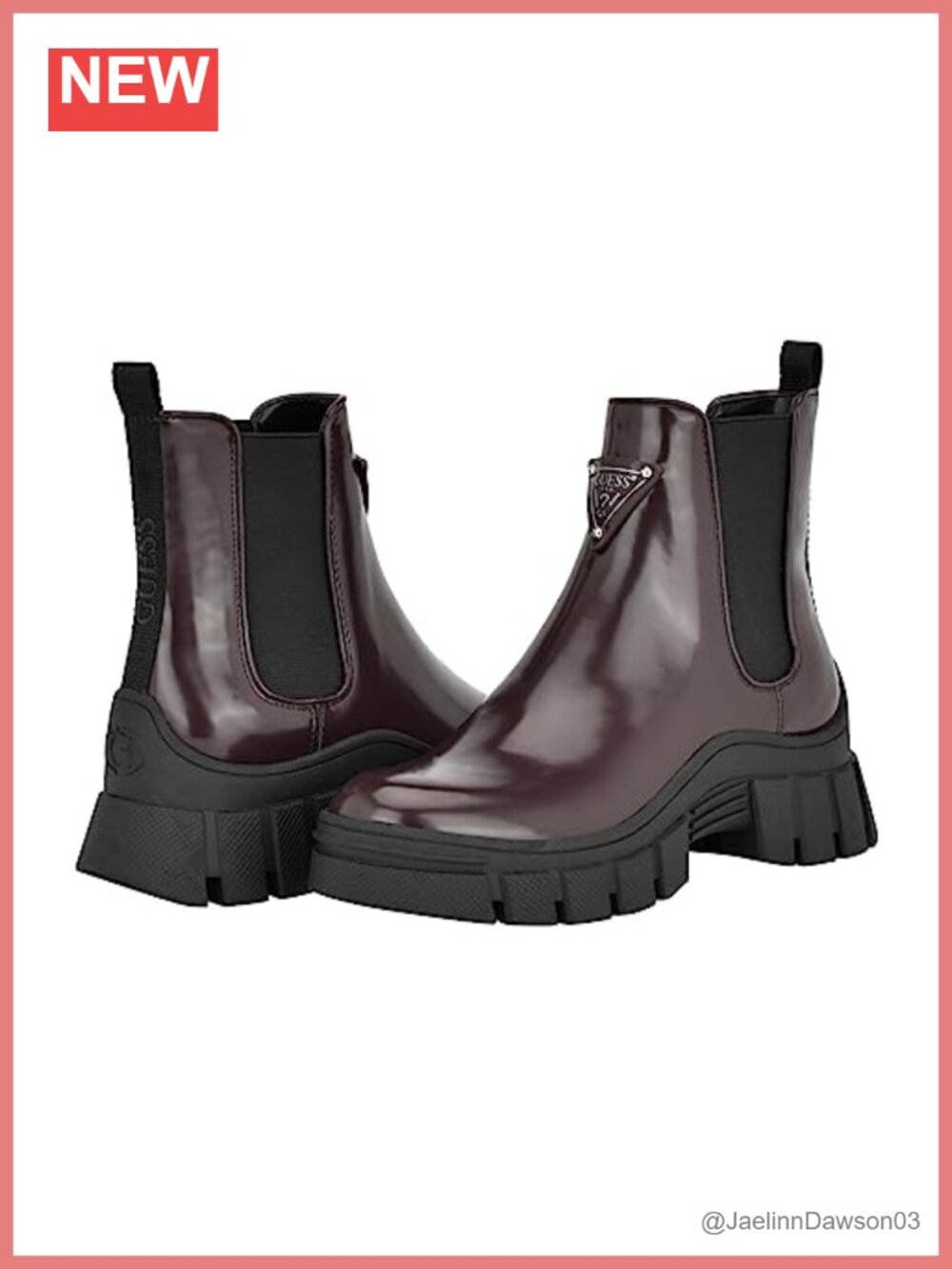 Faux Leather Chelsea Ankle Bootie Chunky Lug Sole Slip-On